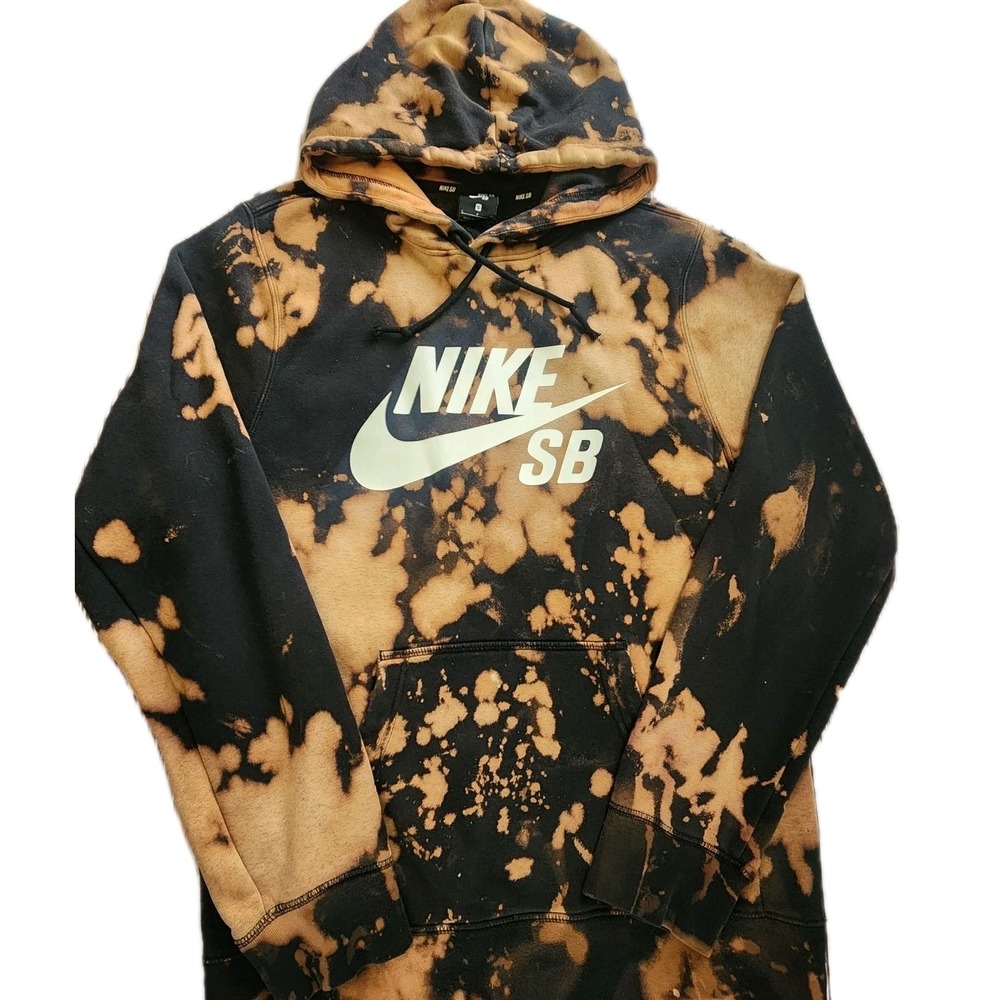 Nike Skateboarding Hoodie SB Mens S Tie Dye Black Orange Retro Sweatshirt Hippie